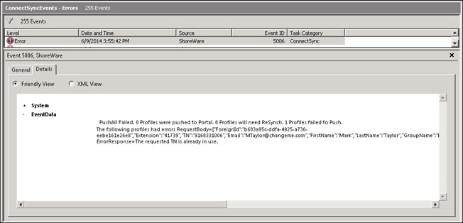 ConnectSync Event 5006 Details