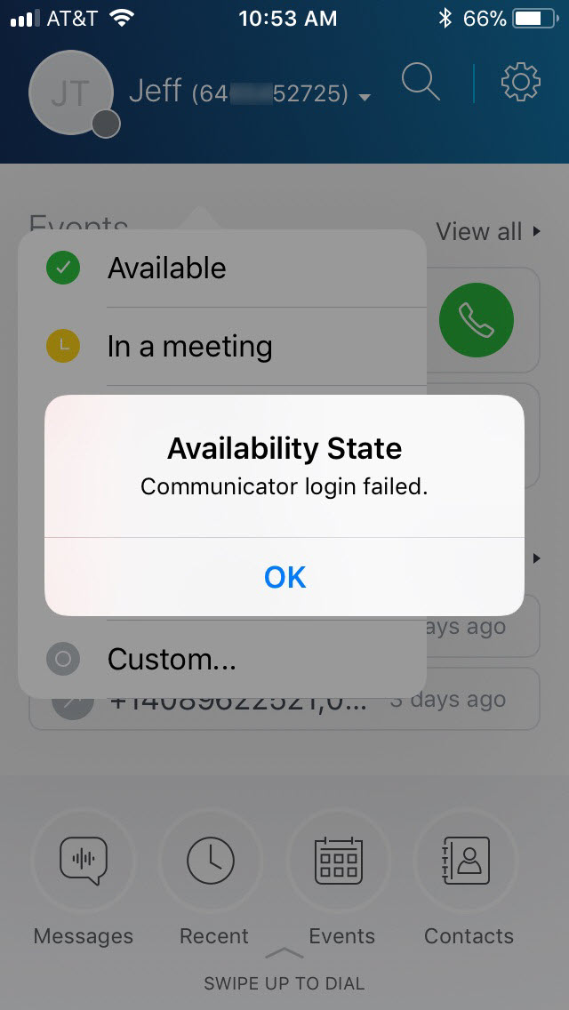 Dashboard Availability State Error
