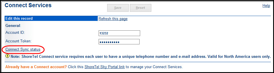 Connect Sync status