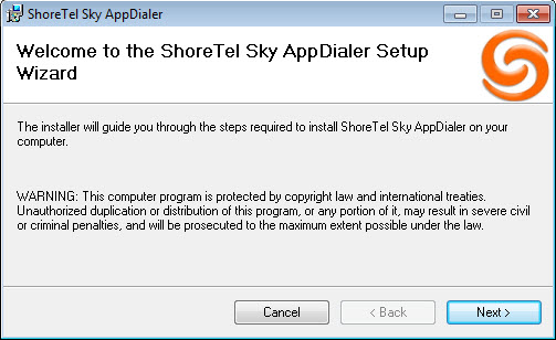 ShoreTel Sky Dialer Wizard Screen 1