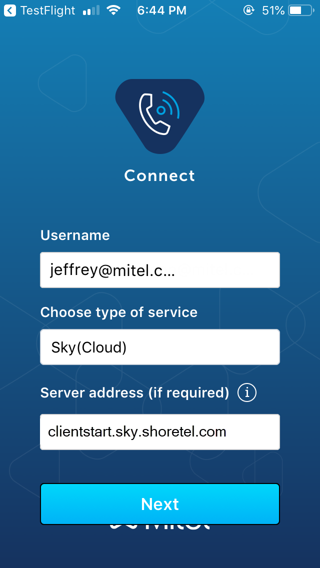Connect Provisioning Screen 1