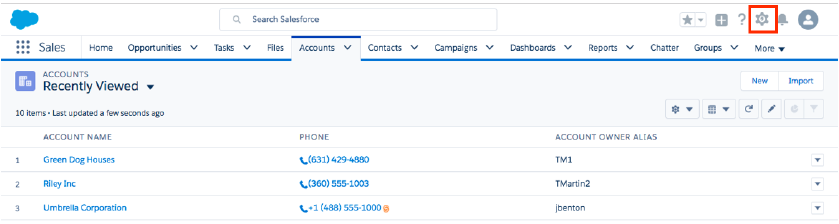 Lightning Experience setup page